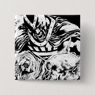 Black Hand with Skull Panel 2 Inch Square Button