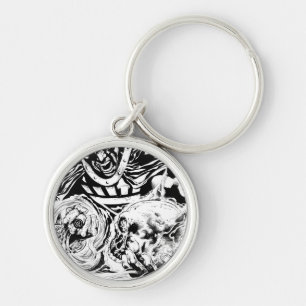 Black Hand with Skull Panel 2 Keychain