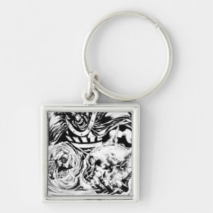 Black Hand with Skull Panel 2 Keychain