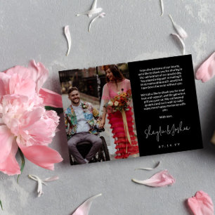 Black Hand-writing Script Photo Wedding Thank You