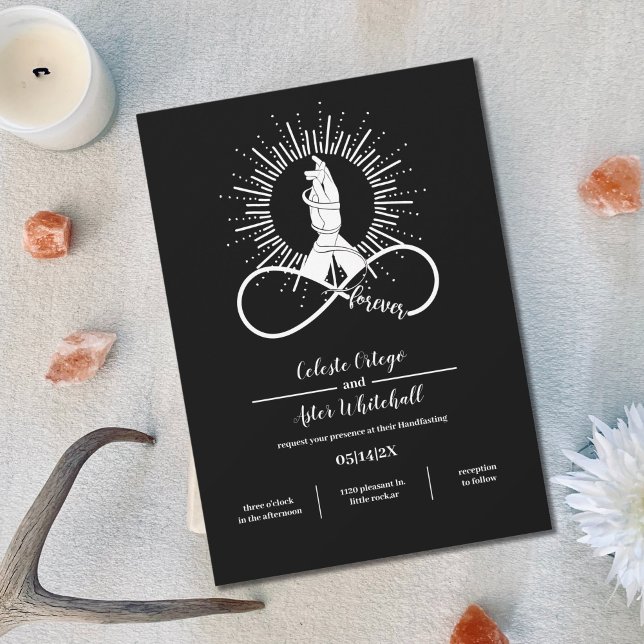 Black Handfasting Forever Hands Wiccan Union Invitation (Creator Uploaded)