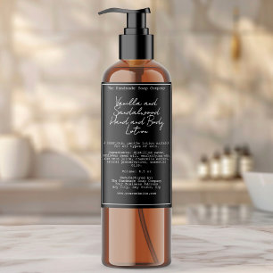 Black Handwritten Look Cosmetics Bottle Label