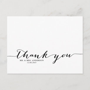 Black Handwritten Script Thank You Postcard