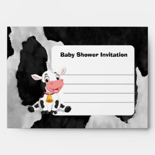 Black Happy Cow Baby Shower Invitation  Envelope