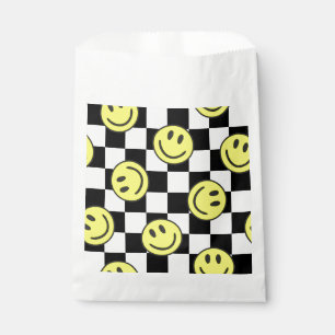 black happy face check groovy favour bag