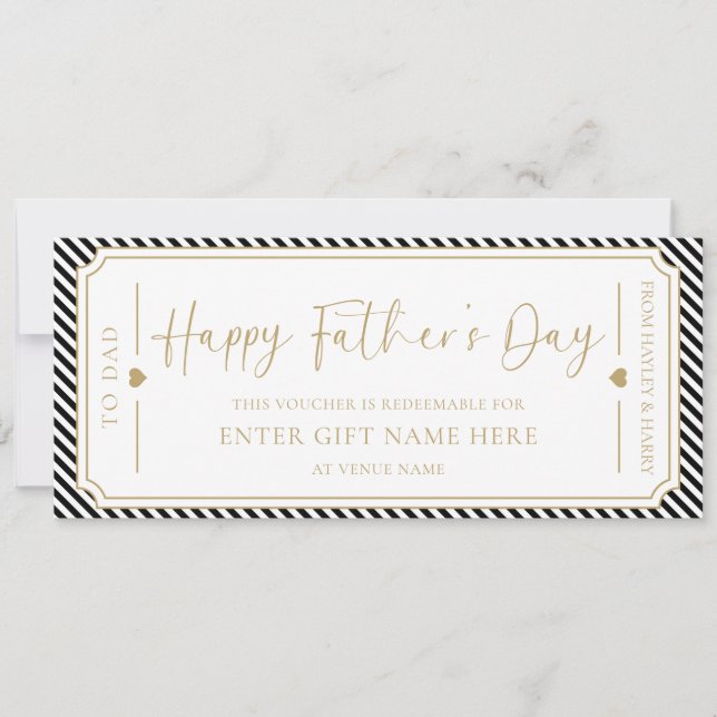 Black Happy Father's Day Gift Voucher Card (Front)