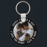 Black Happy Father's Day Love You Daddy Photo Keychain<br><div class="desc">Simple Custom Text Happy Father's Day Love You Daddy Photo keychain</div>