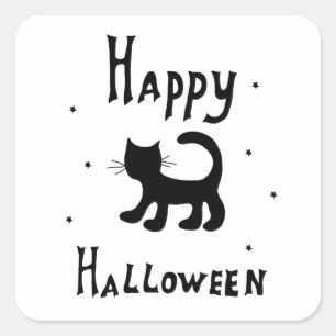 Black Happy Halloween horror spooky Square Sticker