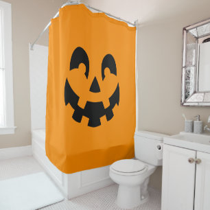 Black Happy Halloween Pumpkin Face Shape On Orange