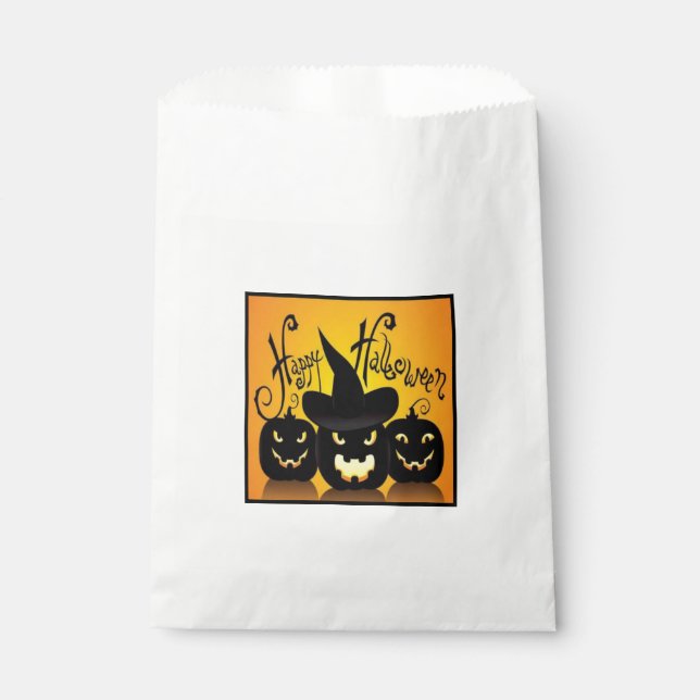 Black Happy Halloween Pumpkins Favour Bag (Front)