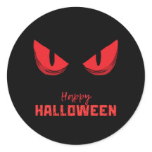Black Happy Halloween Scary Staring Red Eyes 