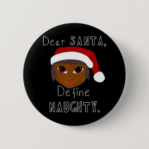 black happy holidays african american santa mrs cl 2 inch round button