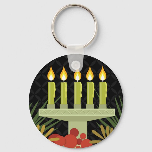 black happy kwanzaa keychain (Front)