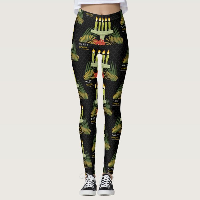 black happy kwanzaa leggings (Front)
