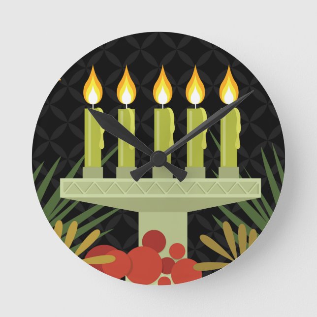 black happy kwanzaa round clock (Front)