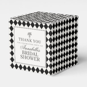 Black Harlequin Chequered Bridal Shower Favor Box