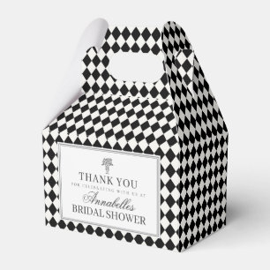 Black Harlequin Chequered Bridal Shower Favor Box