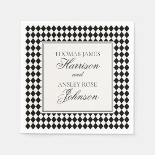Black Harlequin Chequered Wedding Napkin