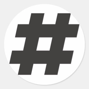 # - black hashtag  or number sign classic round sticker