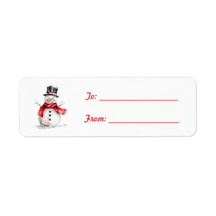 Black Hat Red Scarf Snowman Christmas