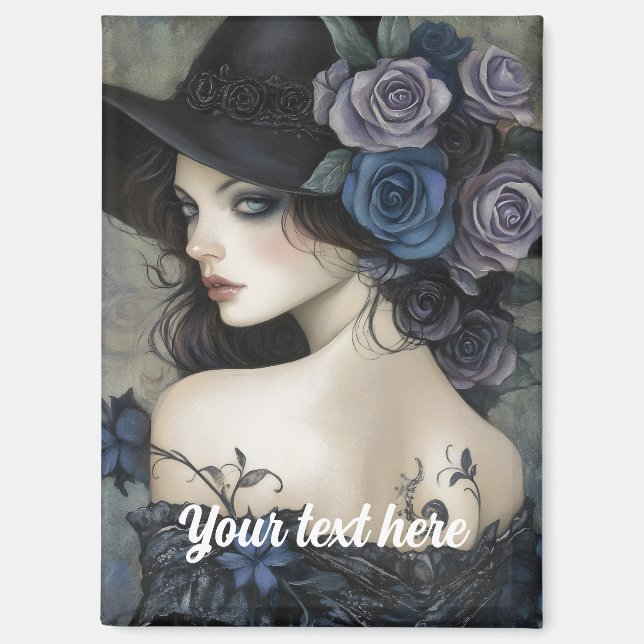 black hat vintage ladies 2 magnet (Front)