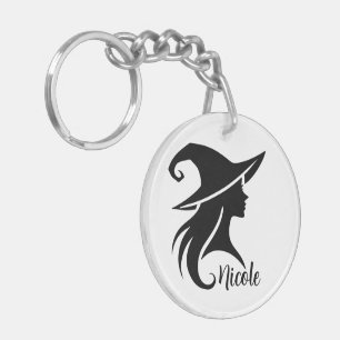 Black Hat Witch Wiccan Witches Halloween Keychain
