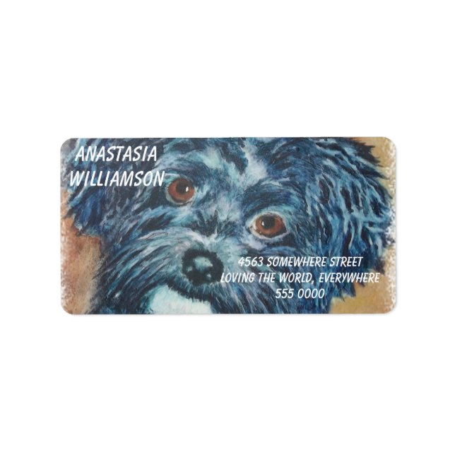 Black Havanese Puppy ADDRESS Label (Front)