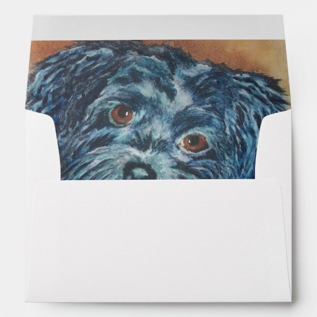 Black Havanese Puppy WATERCOLOR Envelope (Back (Bottom))