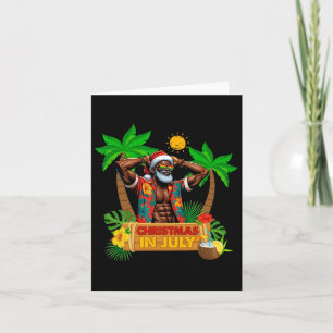 Black Hawaiian Santa Sungles Christmas In July Sum Card