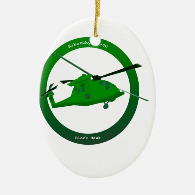 Black Hawk Ceramic Ornament (Front)