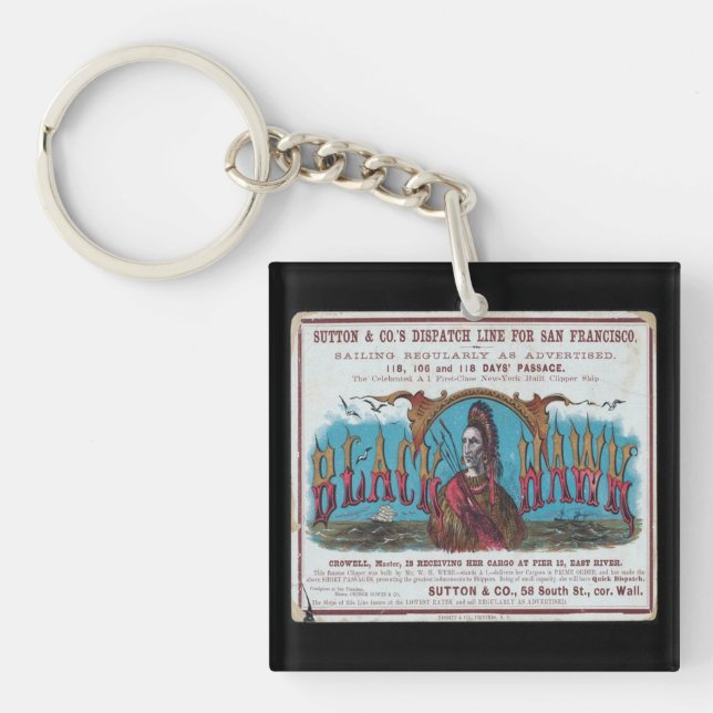 Black Hawk Clipper Sailing  Keychain (Front)
