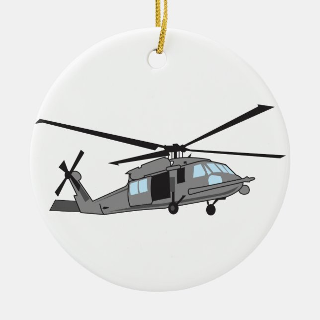 Black Hawk Helicopter Ceramic Ornament (Front)