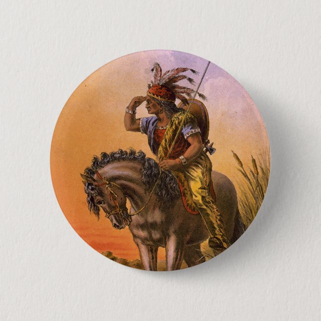 Black Hawk Native American Indian 2 Inch Round Button (Front)
