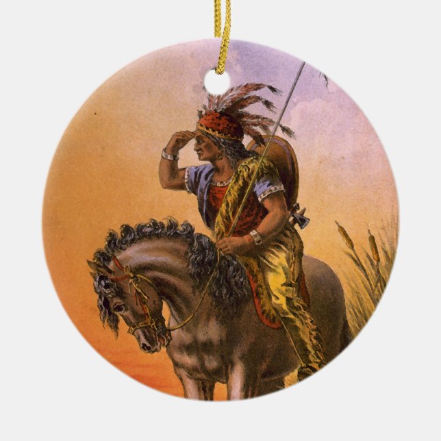 Black Hawk Native American Indian Ceramic Ornament (Front)