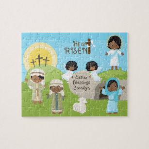 Black He is Risen Easter Jigsaw Puzzle