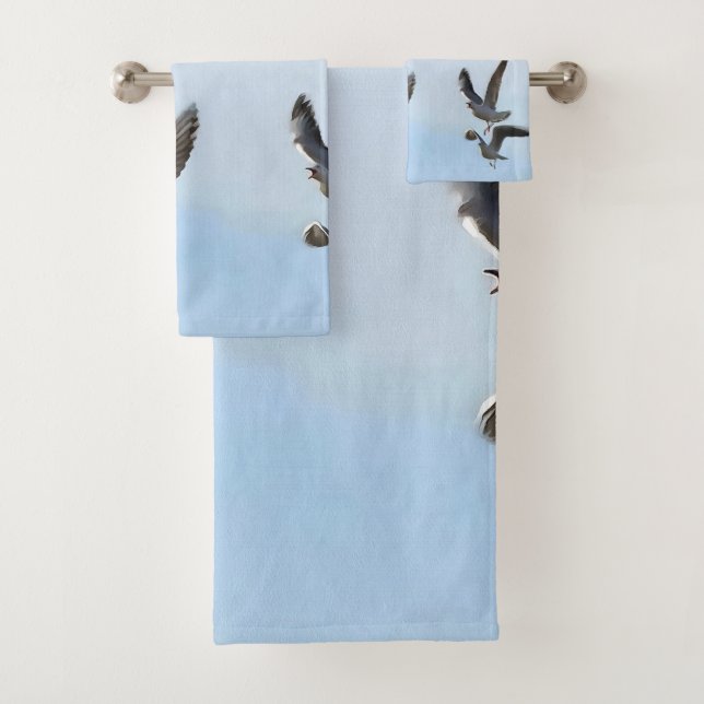 Black Headed Gulls Of The Bosphorus Art Bath Towel Set (Insitu)
