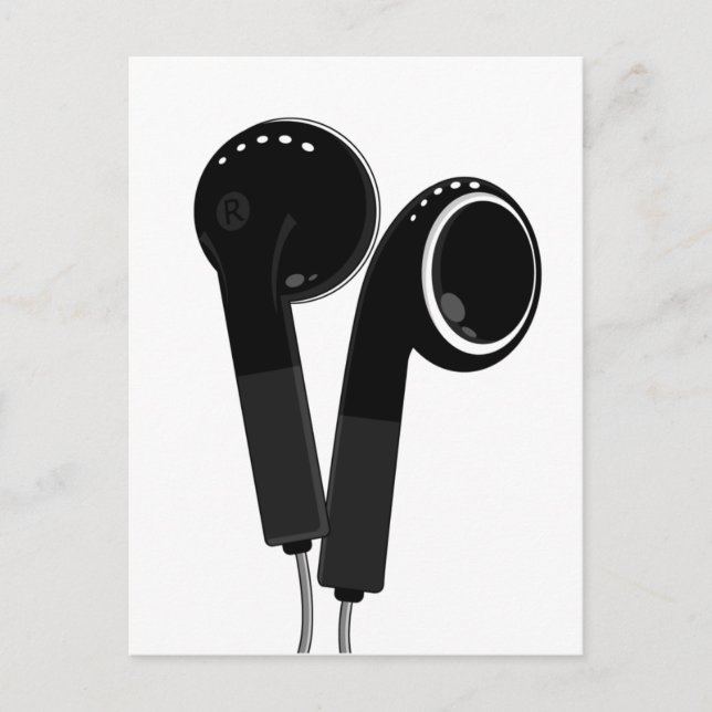 Black Headphone Postcard (Front)