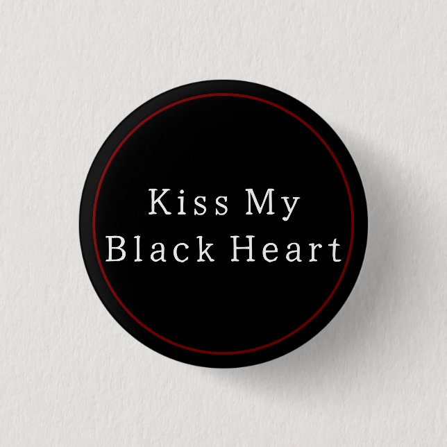 Black Heart 1 Inch Round Button (Front)