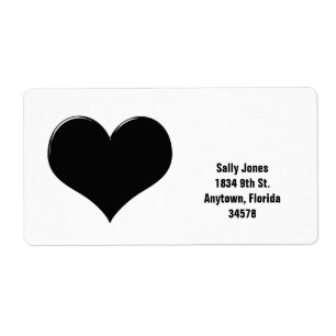 Black heart address label