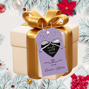 Black heart & Bow Made with love Bakery Gift Tags