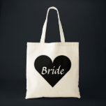 Black Heart Bride Tote Bag<br><div class="desc">This personalized name monogram cute vintage tote bag is best gift idea for bride and bridesmaids at weddings.</div>