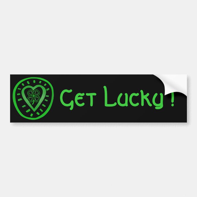 Black Heart Clover Get lucky Bumper St Patrick Bumper Sticker (Front)