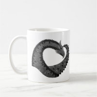 Black heart dragon on white