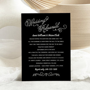 Black Heart Flourish Wedding Rehearsal Invitation