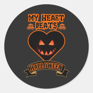 Black Heart Halloween Evil Pumpkin Face Spooky Vib Classic Round Sticker