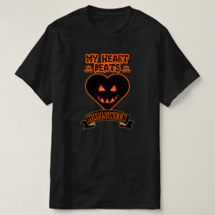 Black Heart Halloween Evil Pumpkin Face Spooky Vib T-Shirt