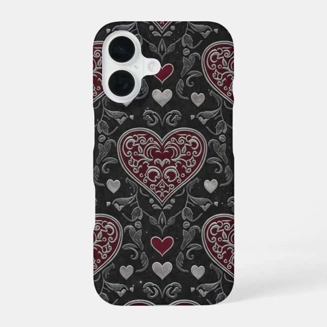 Black Heart iPhone 16 Case (Back)