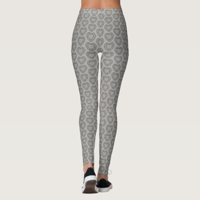 black heart jewels line art leggings (Back)