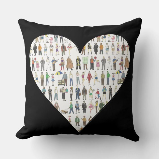 Black Heart NYC New York City People Coussin (Recto)