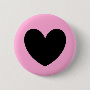 Black heart on cotton candy pink 2 inch round button